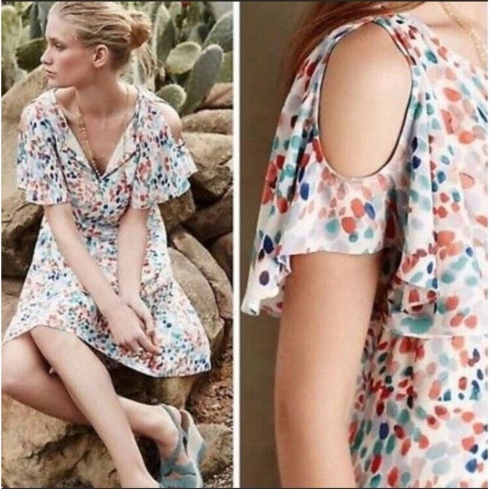 Anthropology Maeve watercolor dot dress in XL, excellent condition.